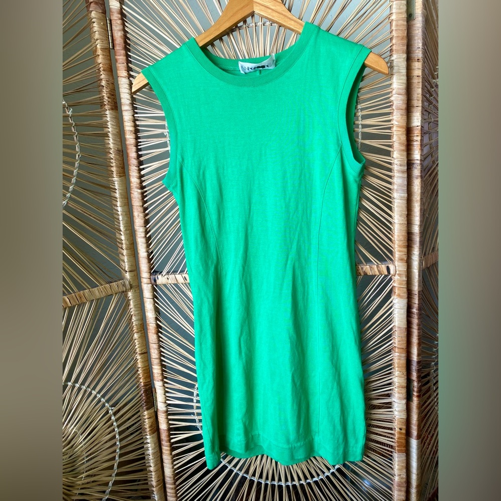 Marc Cain Bright Green Sleeveless Shift T-Shirt Dress Size Small